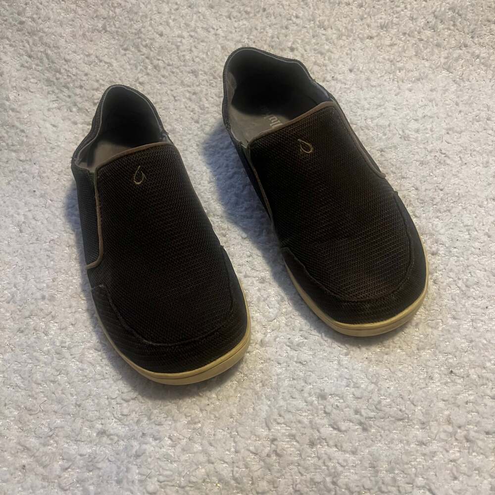 OluKai Nohea Mesh Mustang / Lime Peel Men's Slip-On Shoes Sz US 10 Drop in Heel